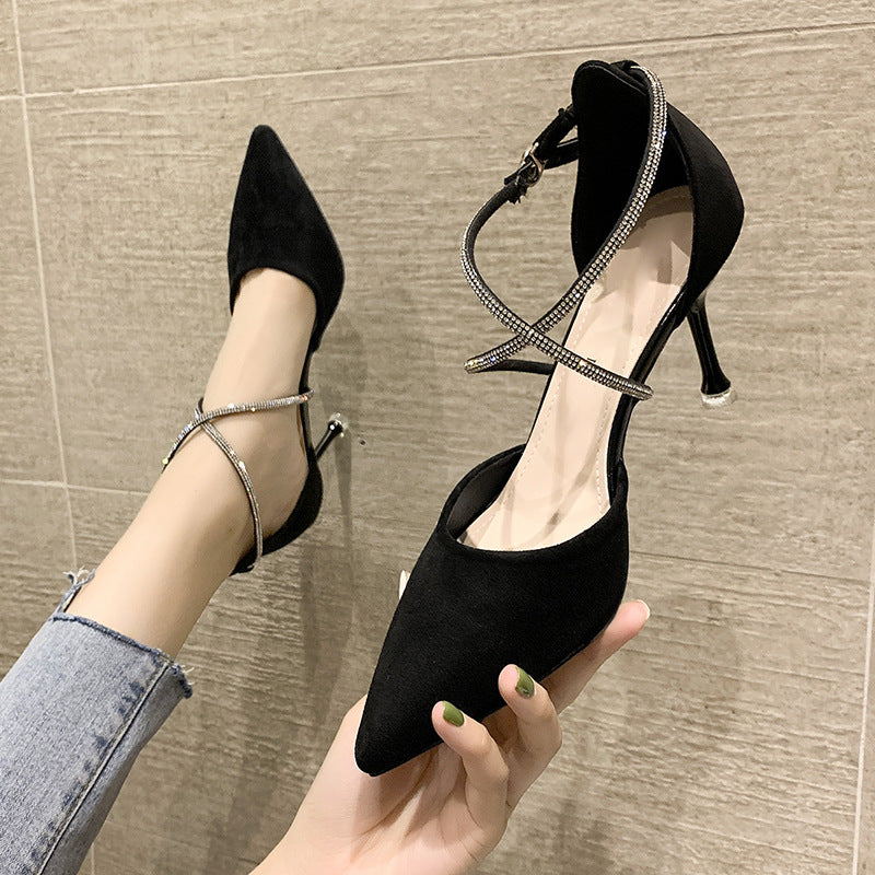 Stiletto Rhinestone Sadə və Dəbli Hündürdaban Ayaqqabılar