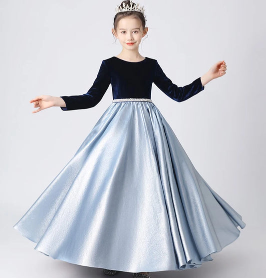 Girls' Long Sleeve Bridesmaid Wedding Pageant Gown