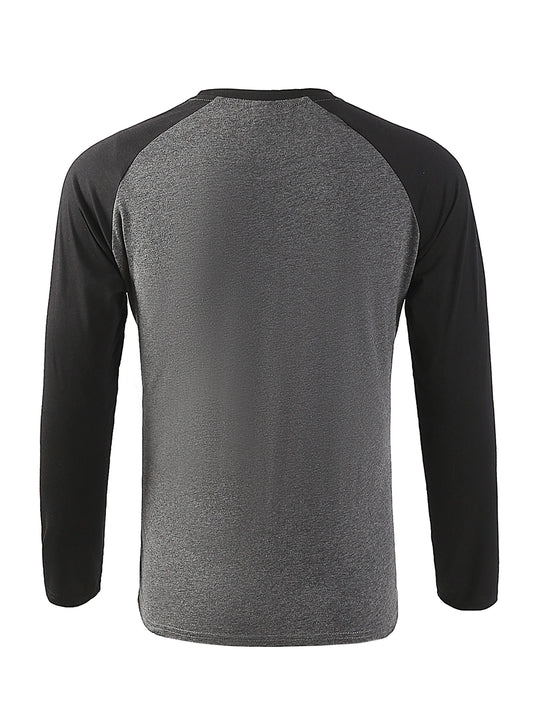 Men's T-shirts Long Sleeve O-neck Pactwork Casual Raglan Sleeves Color Matching for Men New Spring Autumn Tees Men Clothing Top