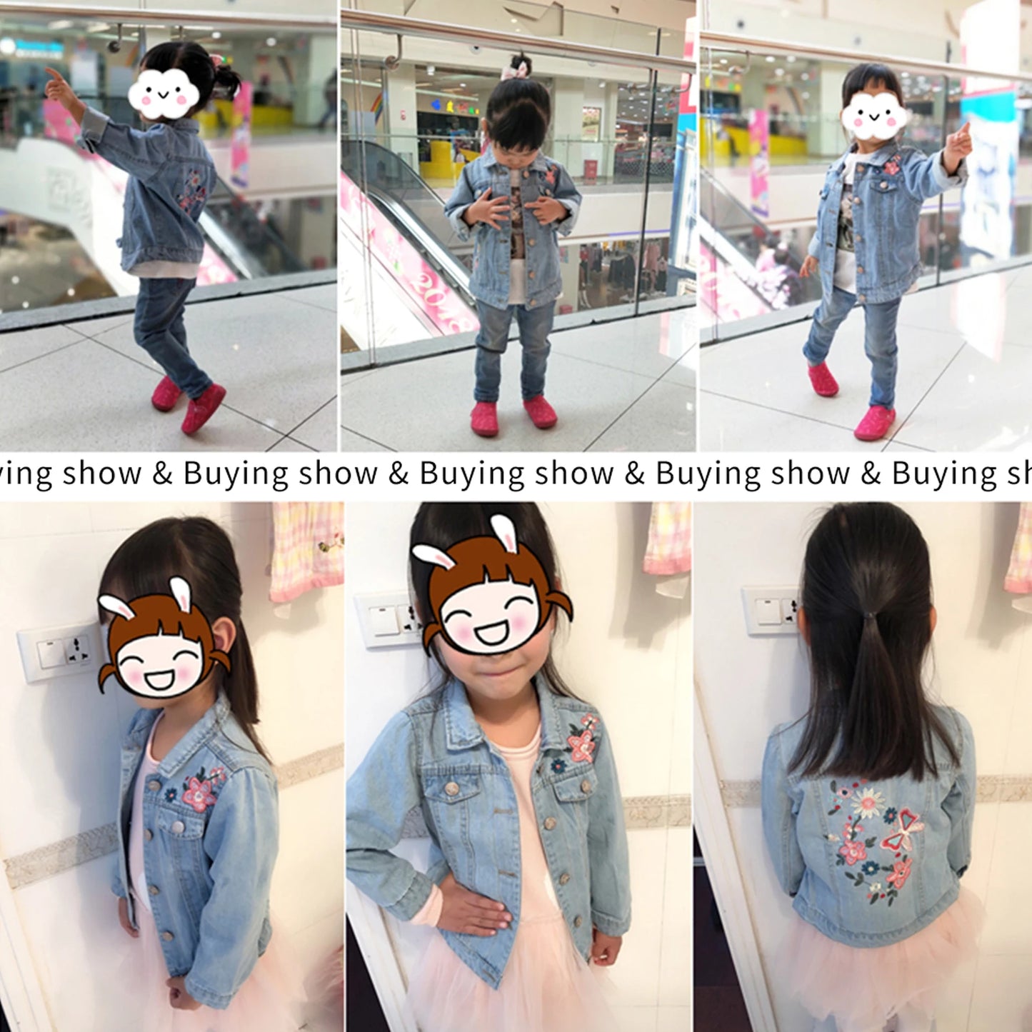 Girls Denim Jacket - Embroidered Cowboy Coat