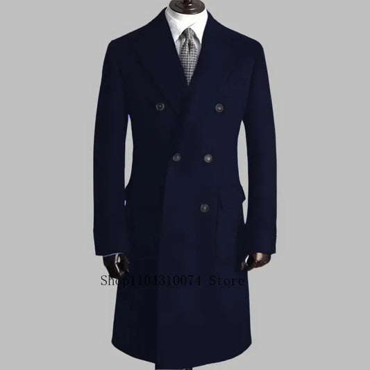 Men's Trench Coat - Notched Lapel Double-Breasted Jacket