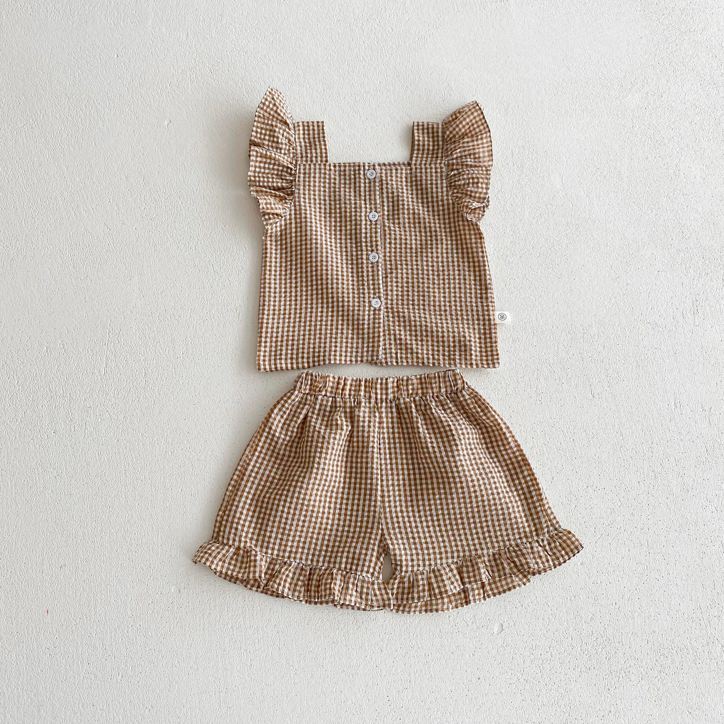 Girls' Checkered Sleeveless Blouse & Shorts Set 2-6Y