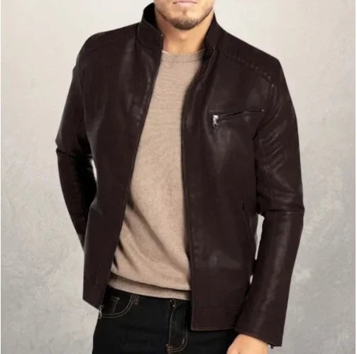 Leather Jacket Streetwear Casual Blazer Jackets Men Leather Suit Jacket Slim Blazer Pu Coat Fashion Male Outerwear Zipper Coat