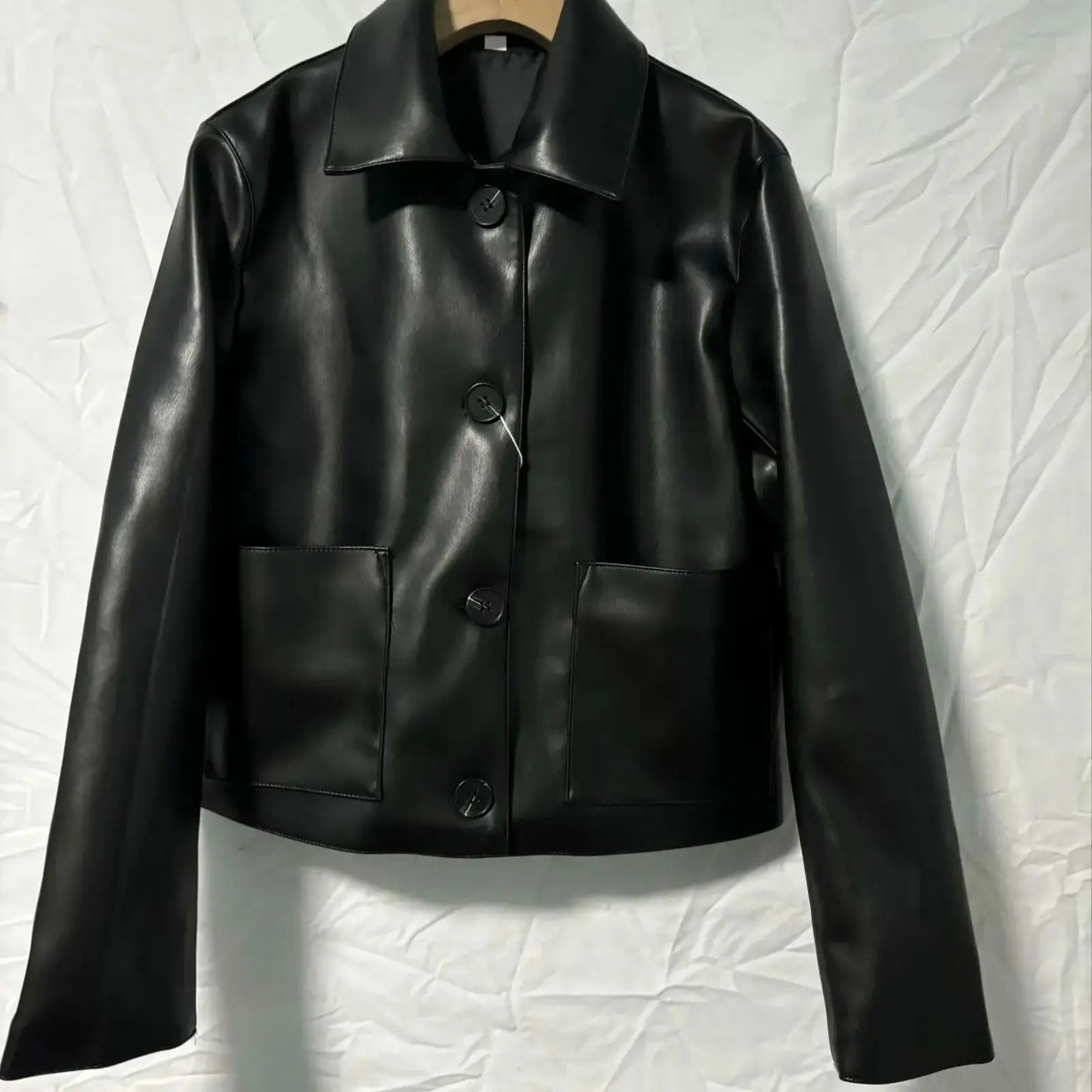 Women's Autumn Leather PU Imitation Leather Loose Black Jacket Motorcycle Coat Autumn Fashion Jackets