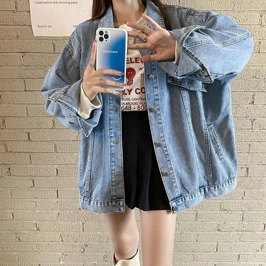 Qadın cins gödəkçə 2025 Yaz və Payız Yeni Stil Tənbəl Stil Harajuku Dizayn Boş Universal Gödəkçə Top Kiçik Bədənli Qadınlar üçün