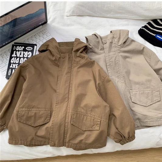 Boys Trench Coat - Kids Fashion Windbreaker Jacket