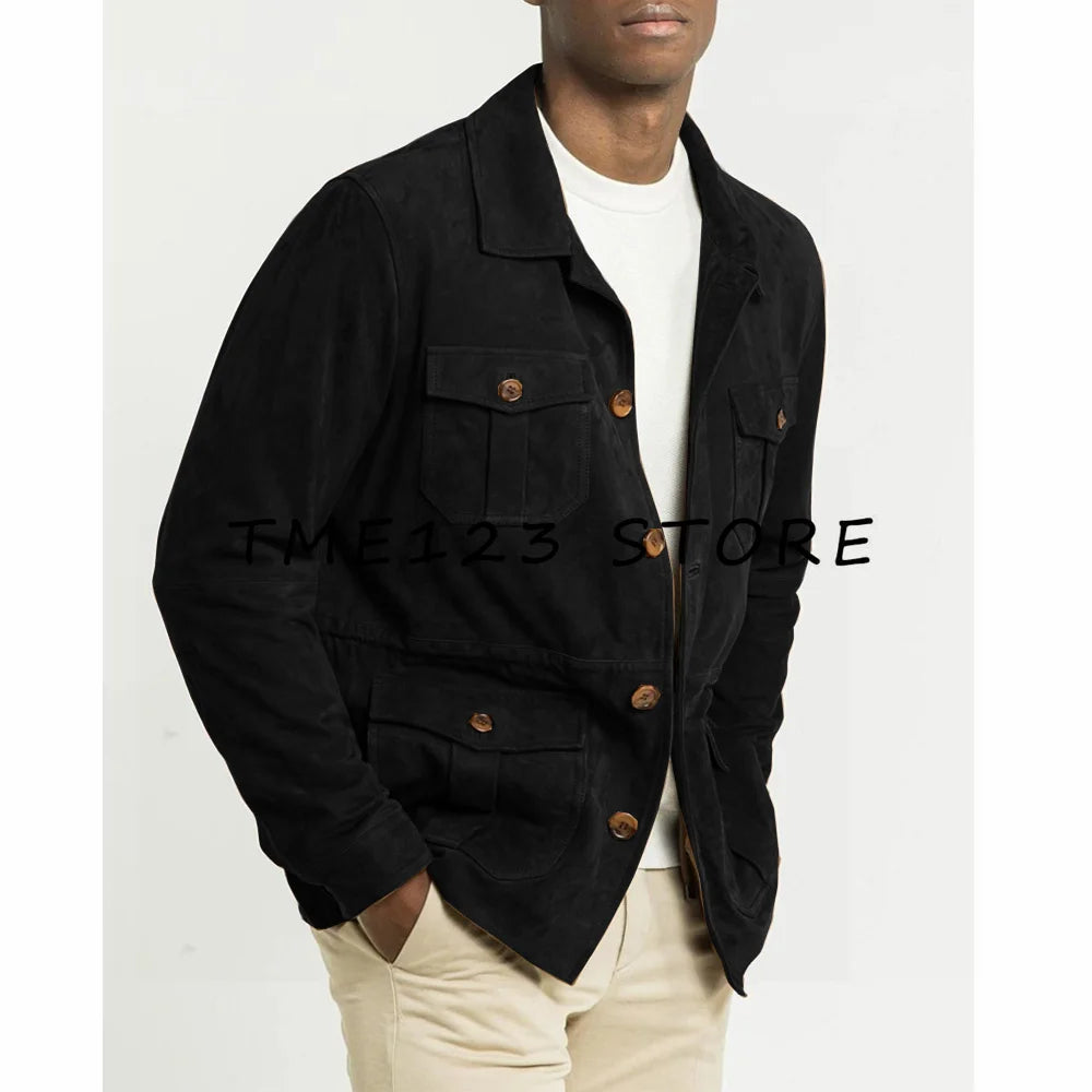 Kişilər üçün Zamşa Zərif Formal Blazer Kostyum