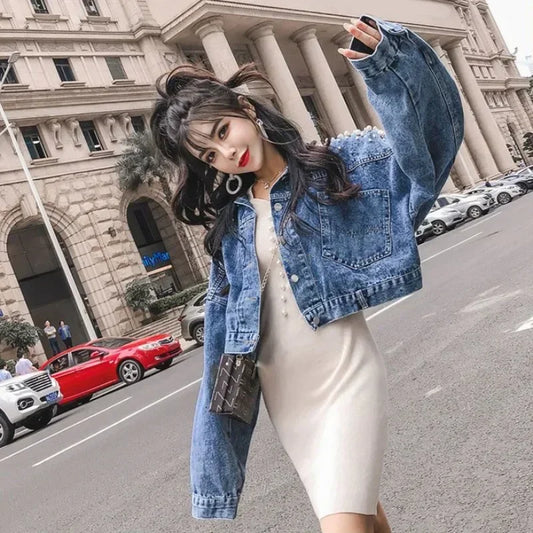 Women's Distressed Denim Jacket - Vintage Cowgirl Style