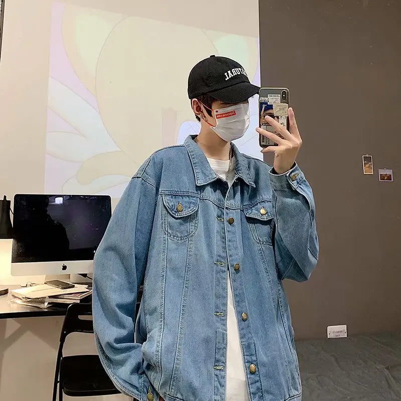 Qara Denim Qısa Pencək Kişilər üçün - Bomber Streetwear