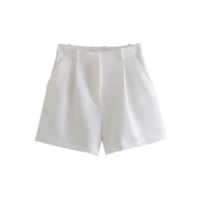 Women's Bermuda Shorts - Vintage High Waist Side Pocket Shorts