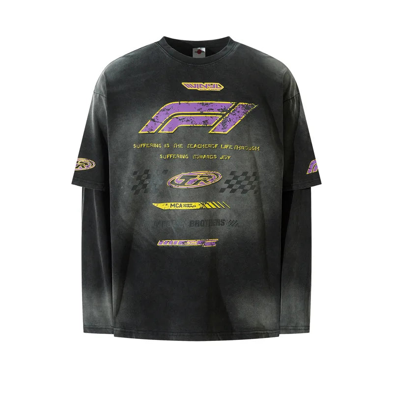 Men's Y2K Harajuku Vintage Washed Long Sleeve T-Shirt
