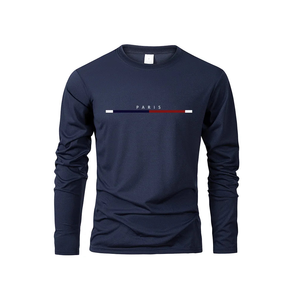 Men's Paris Print Casual Long Sleeve T-Shirt