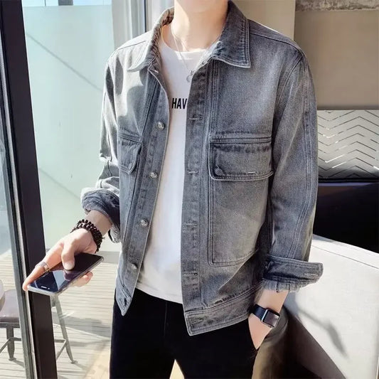 Men's Denim Jacket Short - Casual Slim Korean