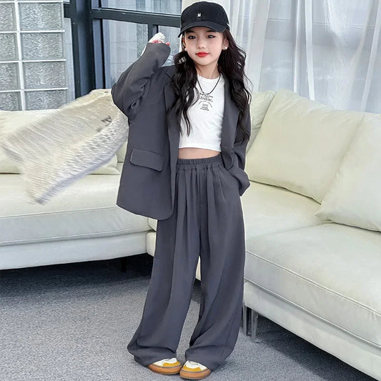 Teen Girls' School Blazer & Trousers Set 5-13Y