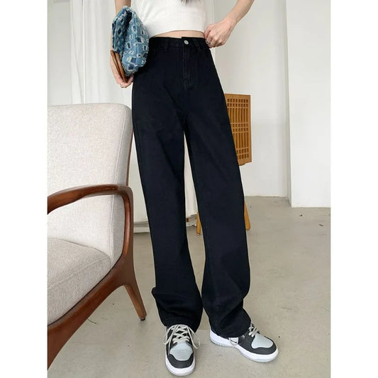 Women Denim Jeans 2025 Autumn Winter High Waist Wide Leg