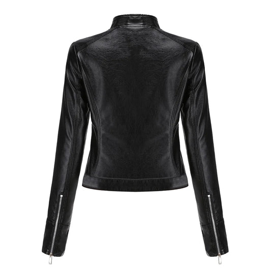 Women's Short Leather Jacket 2025 - Stand Collar Slim Coat
