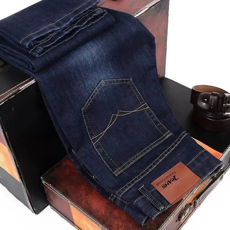 Kişilər üçün Biznes Gündəlik Slim Fit Cins Şalvar - Stretch Denim
