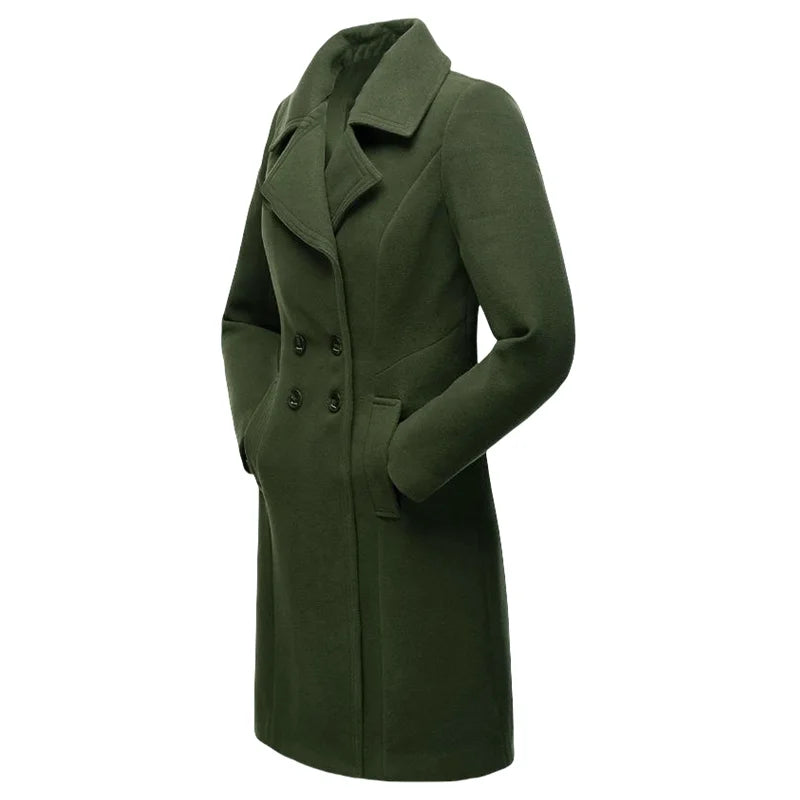 Women's Warm Winter Coat - Wool Blend Lined Jacket