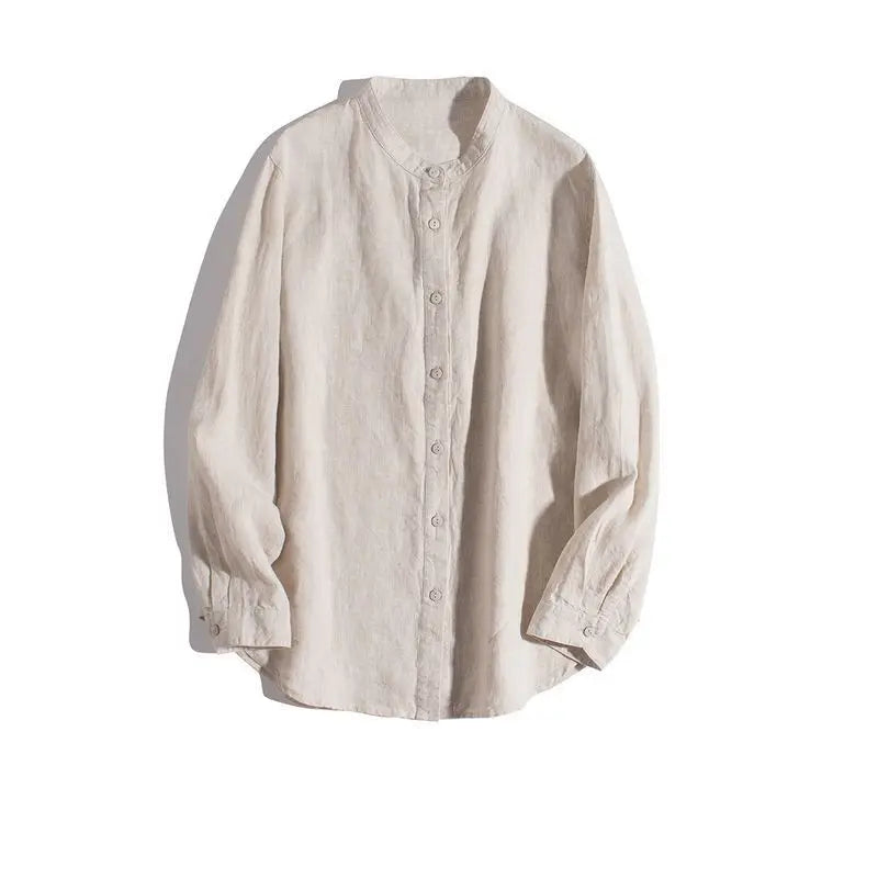 Men's Korean Style Loose White Round Neck Shirt