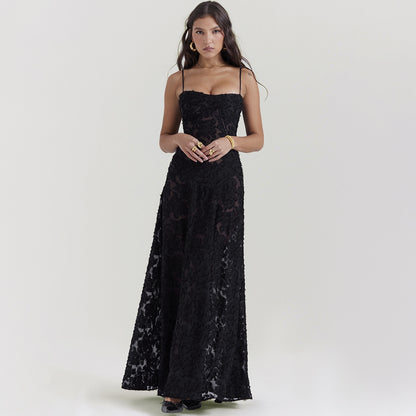 Elegant Lace Long Dress - Women