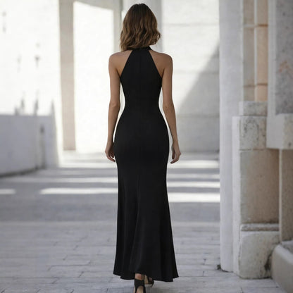 Women's Hollow-Out Halter Dress - Casual Summer Style