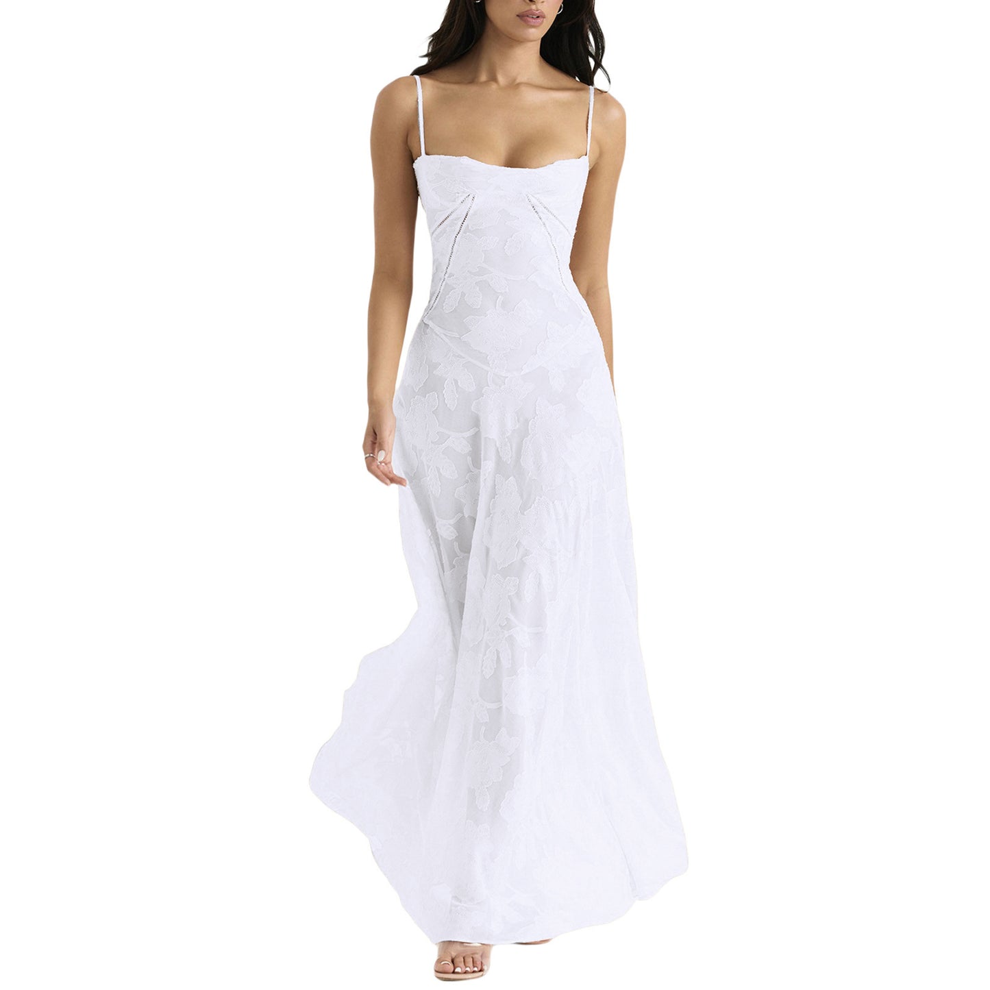 Elegant Lace Long Dress - Women