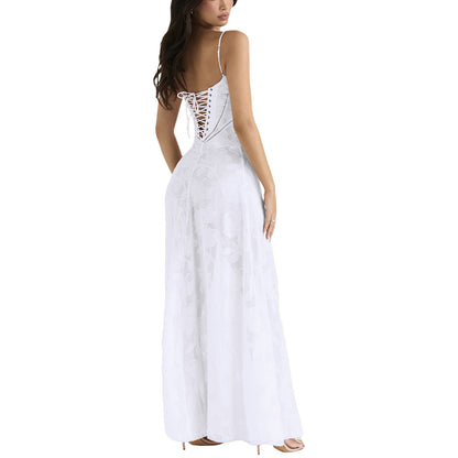 Elegant Lace Long Dress - Women