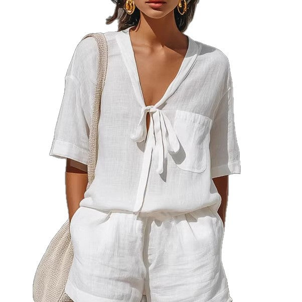 Women's Summer Cardigan & Shorts Two-Piece Set