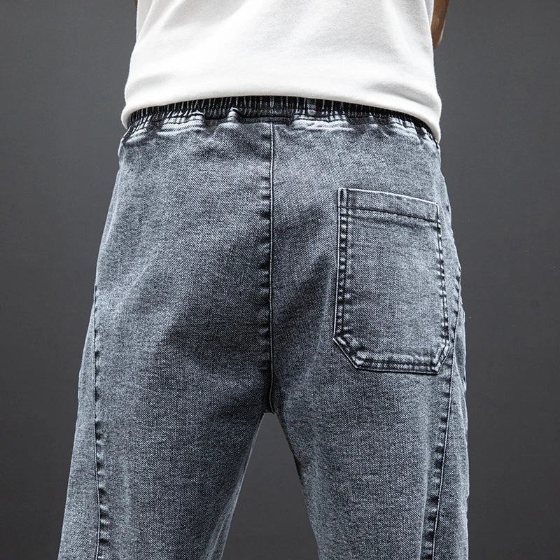 Spring Summer Black Blue Cargo Jeans Men - Streetwear Denim Jogger