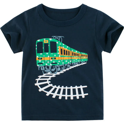 Boys' Cotton Cartoon Short Sleeve T-Shirt 2-8Y