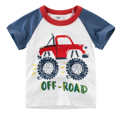 Boys' Cotton Cartoon Short Sleeve T-Shirt 2-8Y
