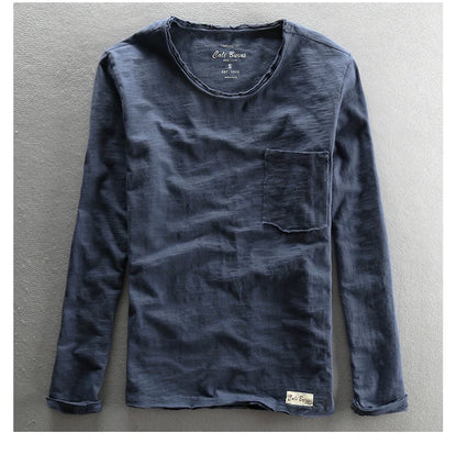Men's Basic Cotton O-Neck Long Sleeve T-Shirt