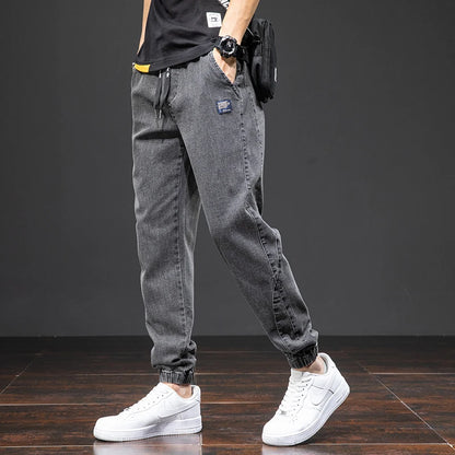 Spring Summer Black Blue Cargo Jeans Men - Streetwear Denim Jogger
