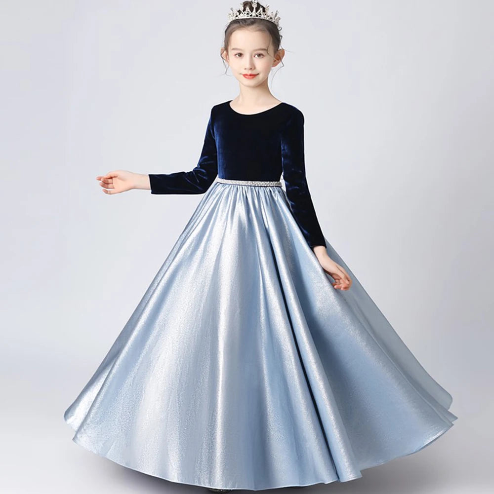 Girls' Long Sleeve Bridesmaid Wedding Pageant Gown