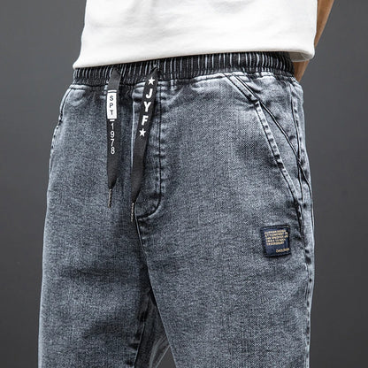 Spring Summer Black Blue Cargo Jeans Men - Streetwear Denim Jogger