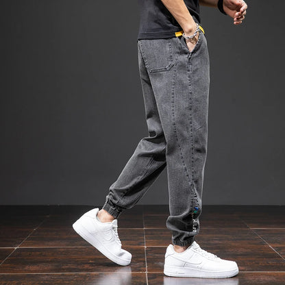 Spring Summer Black Blue Cargo Jeans Men - Streetwear Denim Jogger