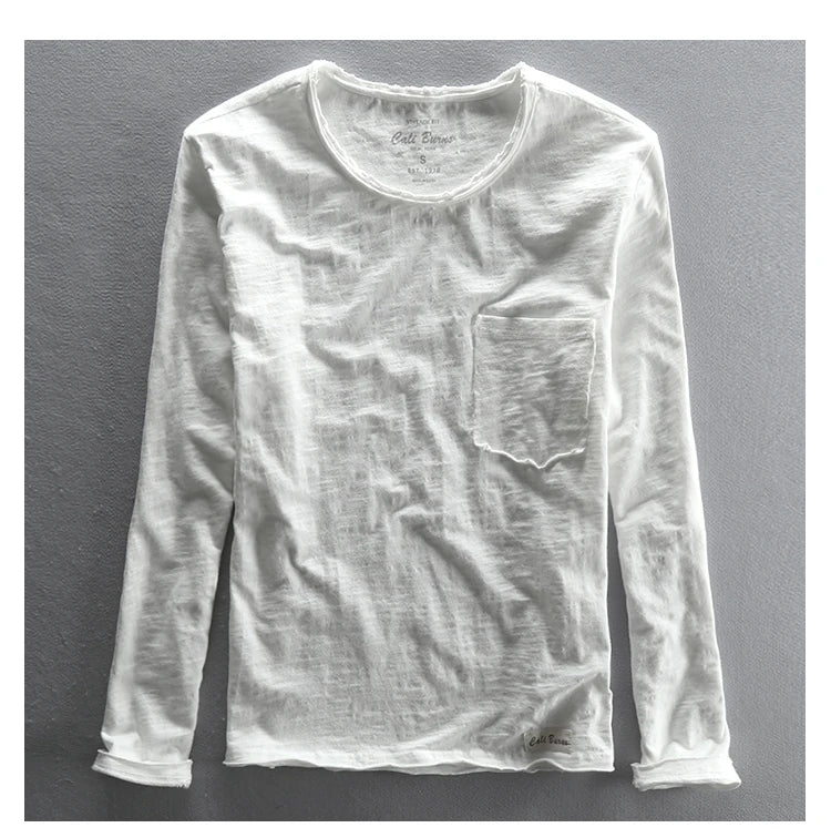 Men's Basic Cotton O-Neck Long Sleeve T-Shirt