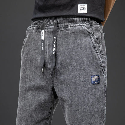 Spring Summer Black Blue Cargo Jeans Men - Streetwear Denim Jogger
