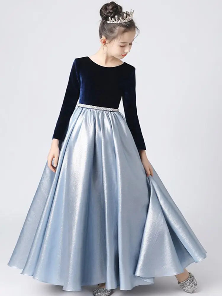 Girls' Long Sleeve Bridesmaid Wedding Pageant Gown