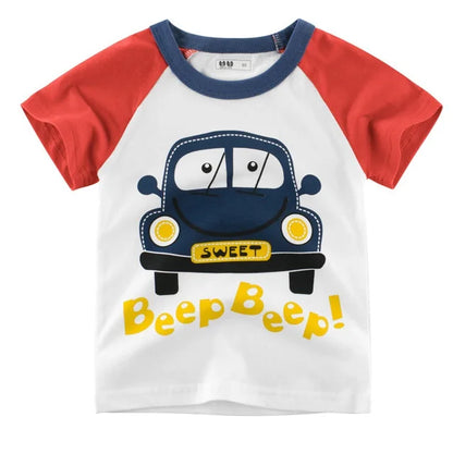 Boys' Cotton Cartoon Short Sleeve T-Shirt 2-8Y
