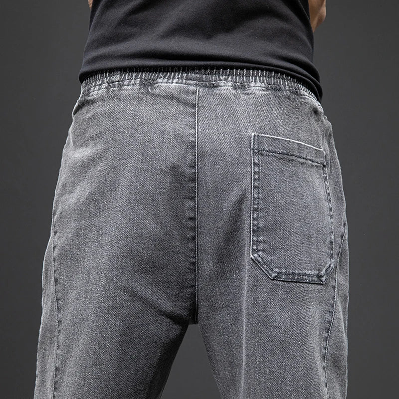 Spring Summer Black Blue Cargo Jeans Men - Streetwear Denim Jogger