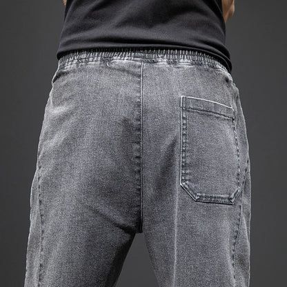 Spring Summer Black Blue Cargo Jeans Men - Streetwear Denim Jogger