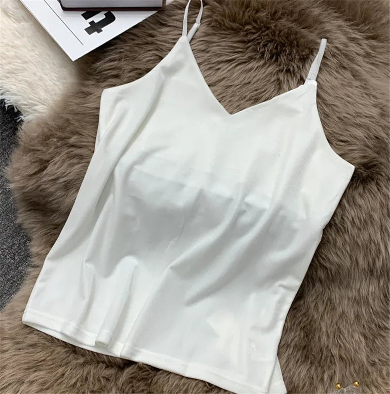 Women Velour Tank Crop Top - Korean Streetwear Camisole