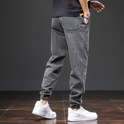 Spring Summer Black Blue Cargo Jeans Men - Streetwear Denim Jogger