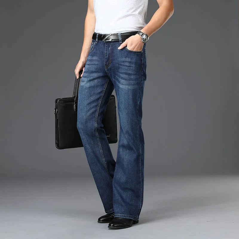 Men's Flared Boot Cut Jeans - Designer Classic High Waist