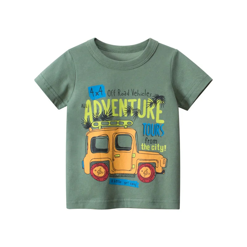 Boys' Cotton Cartoon Short Sleeve T-Shirt 2-8Y