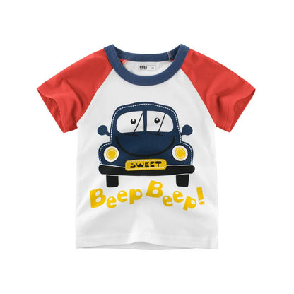 Boys' Cotton Cartoon Short Sleeve T-Shirt 2-8Y