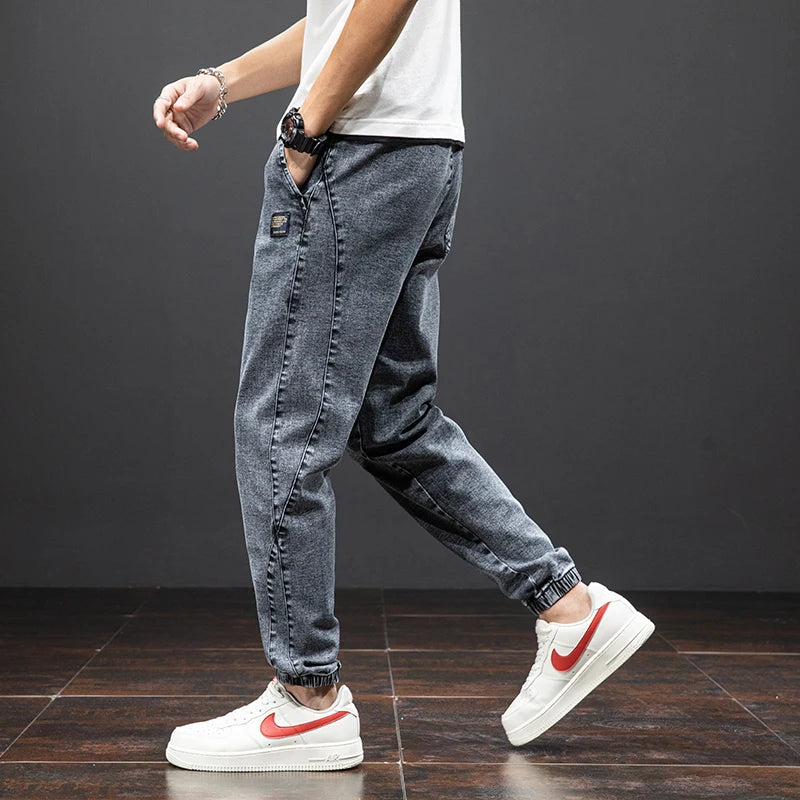 Spring Summer Black Blue Cargo Jeans Men - Streetwear Denim Jogger