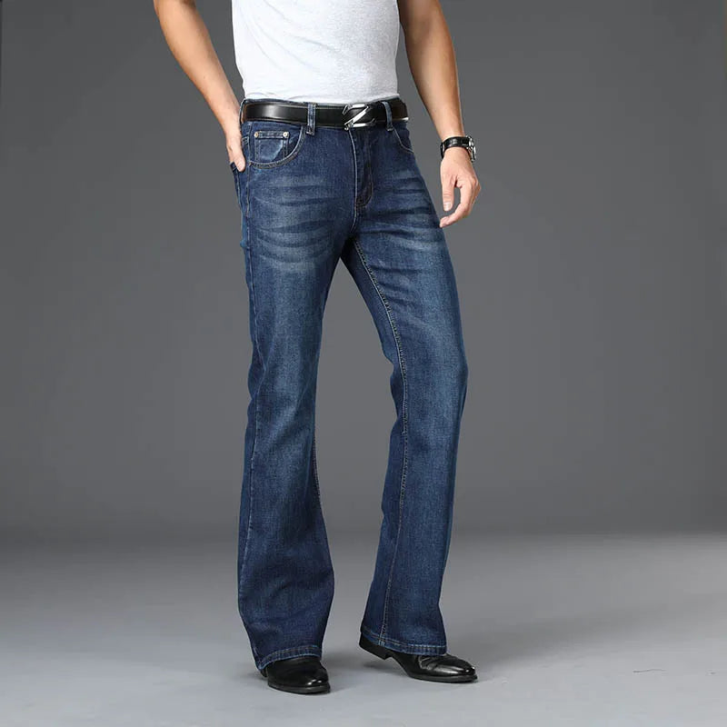 Men's Flared Boot Cut Jeans - Designer Classic High Waist
