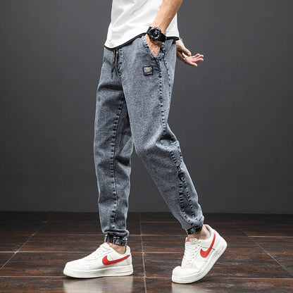Spring Summer Black Blue Cargo Jeans Men - Streetwear Denim Jogger